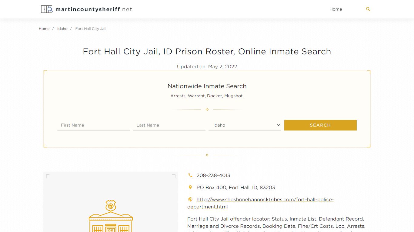 Fort Hall City Jail, ID Prison Roster, Online Inmate ...