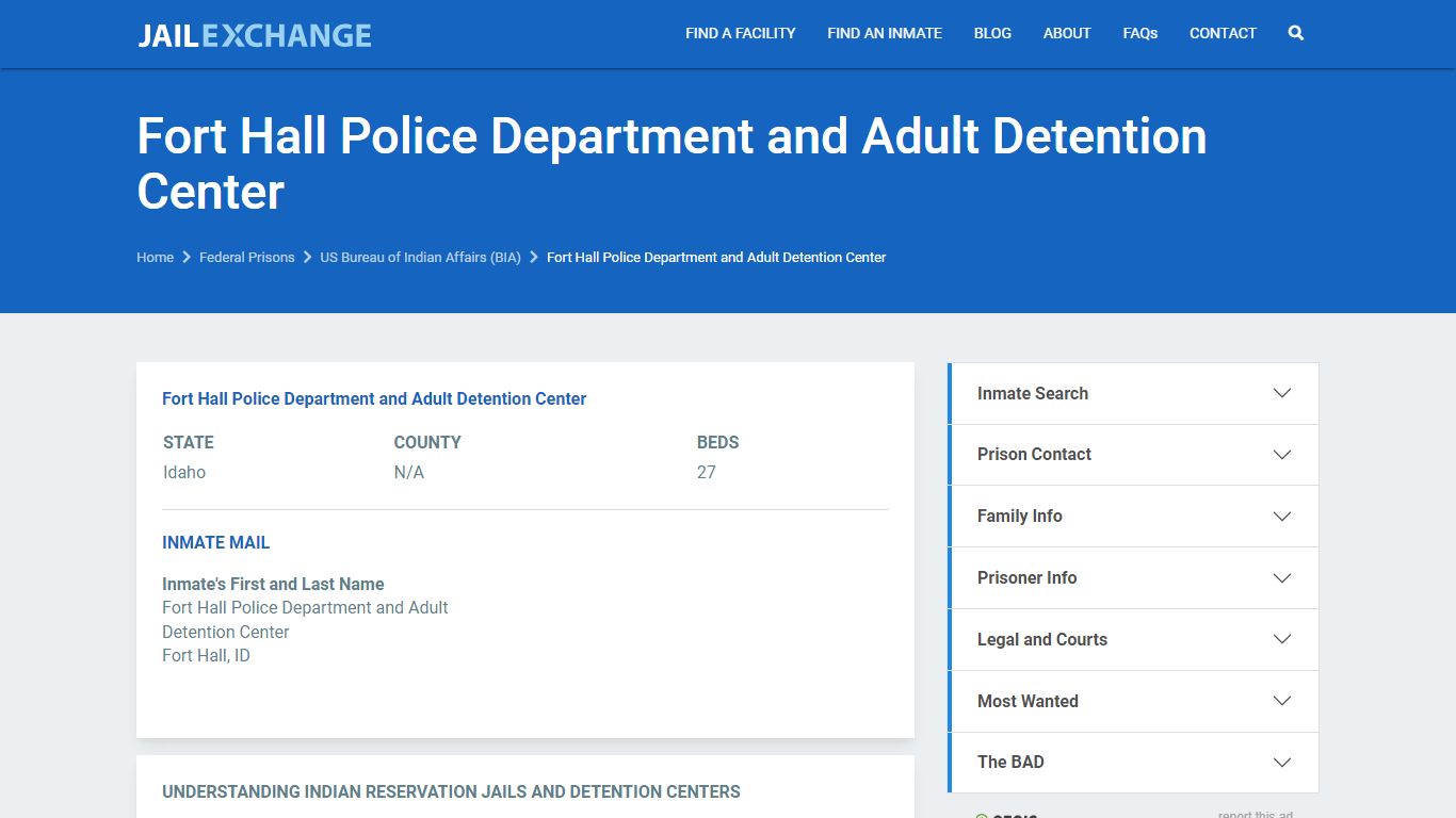 Fort Hall Police Department and Adult Detention Center ...